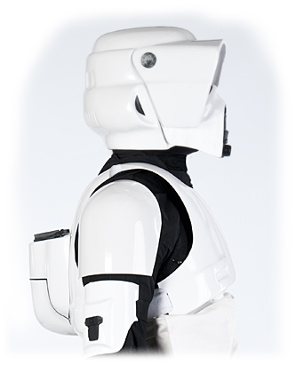 Photo of the chest and back of the scout trooper costume. 