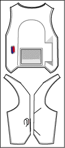 Mechanical drawing of the Chest Armor - measurements are included in drawing