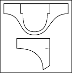 Mechanical drawing of the groin plate armor.