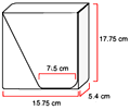 Mecahnical drawing of the pouches, with measurements.